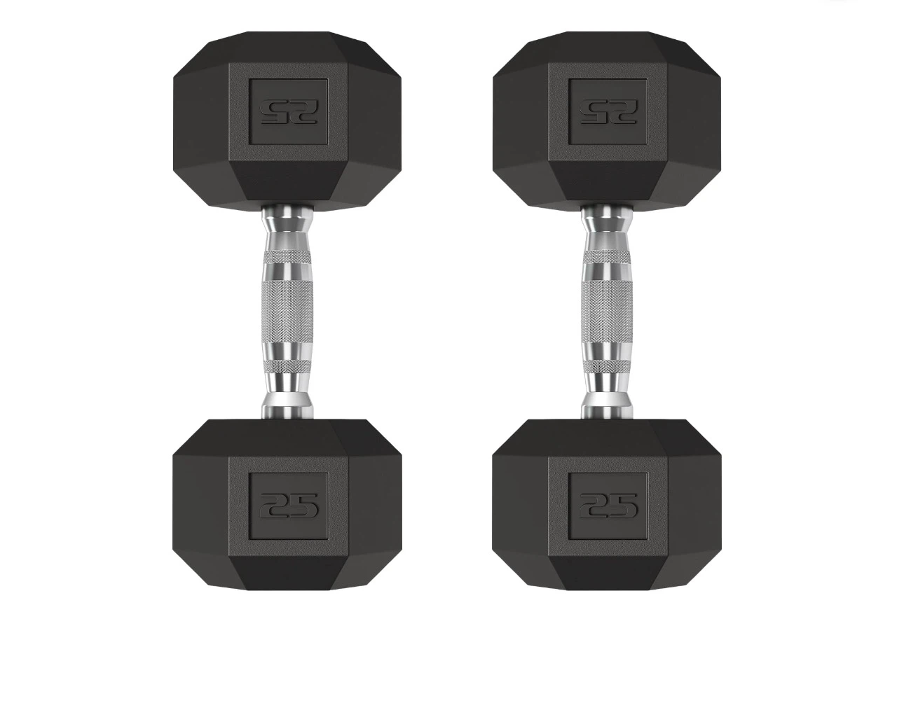 Set of 25lb Hex Dumbbells
