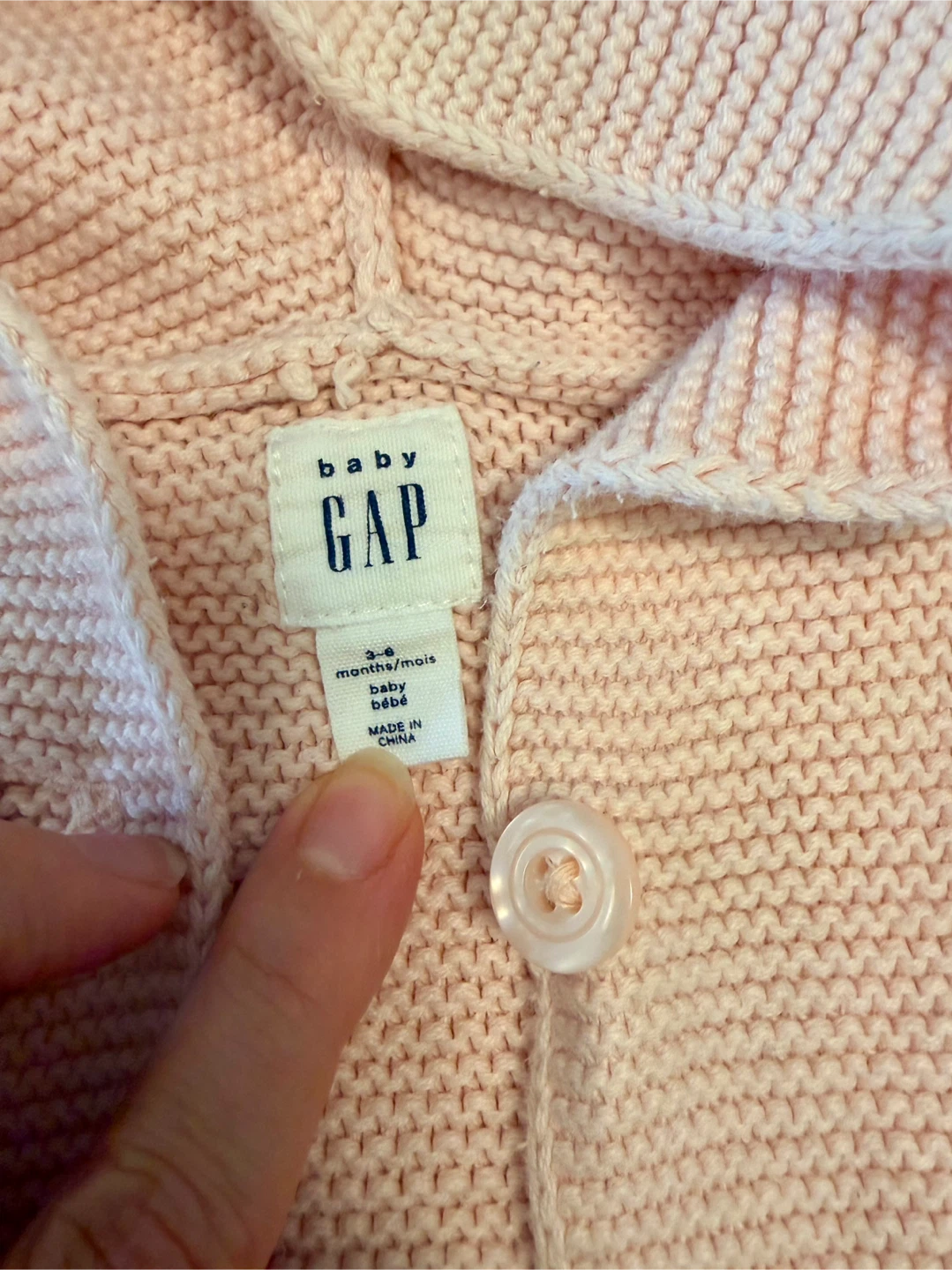 Baby Gap Pink Knit Bear Ear Cardigan