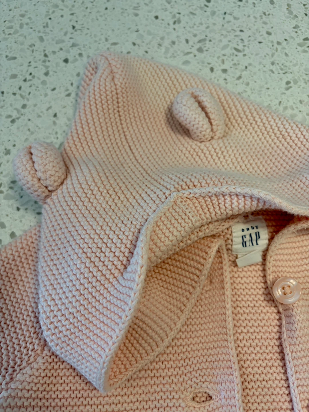Baby Gap Pink Knit Bear Ear Cardigan - photo 2