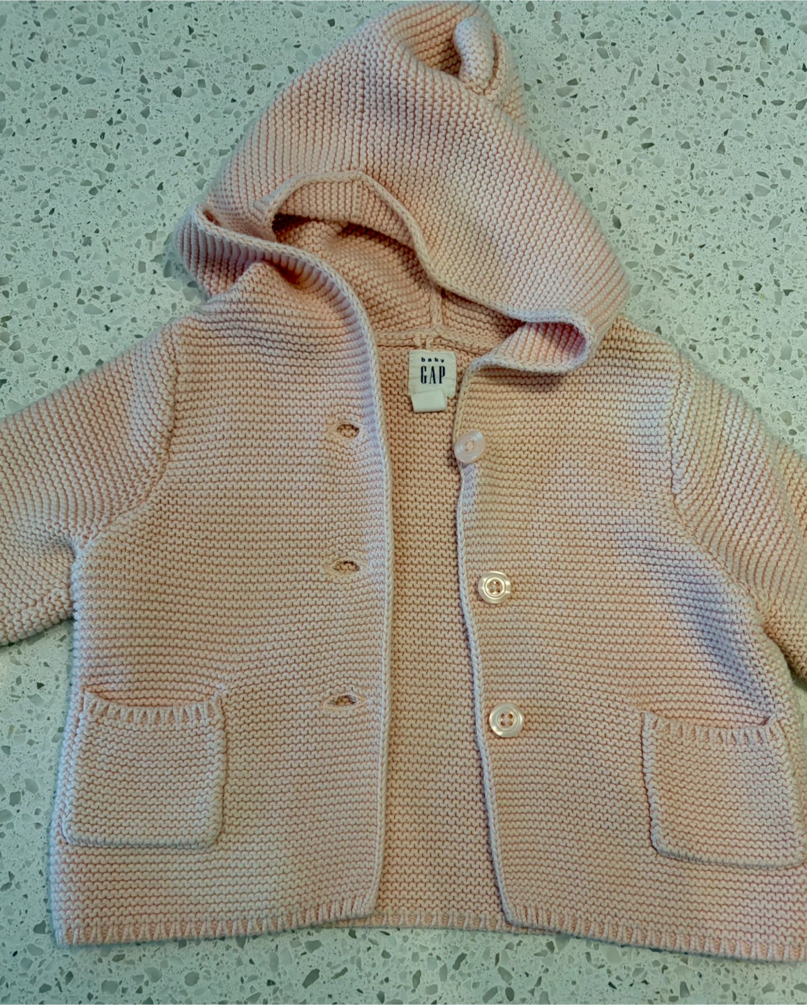 Baby Gap Pink Knit Bear Ear Cardigan - photo 3