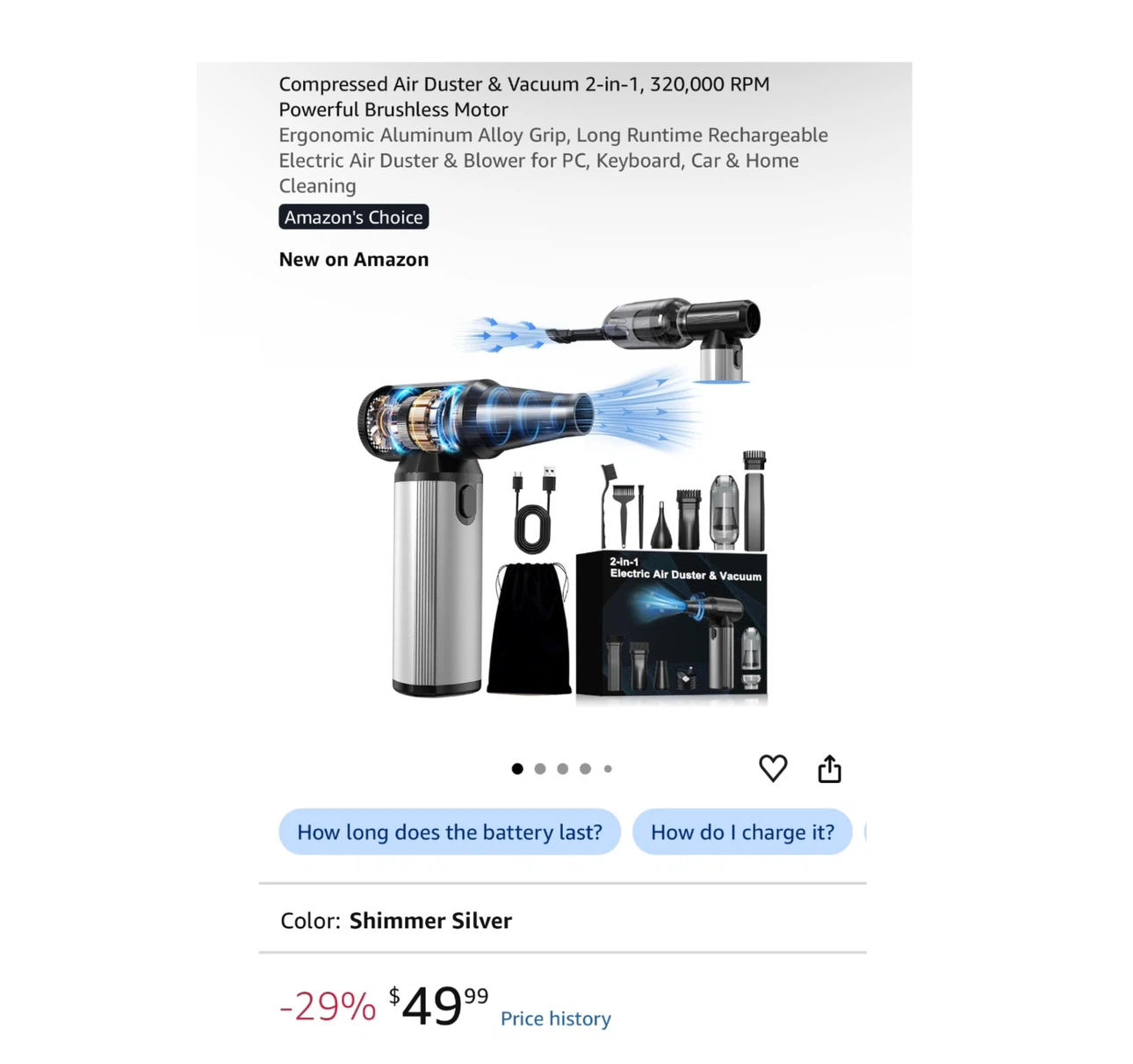 Brand new Compressed Air Duster & Vacuum 2-in-1