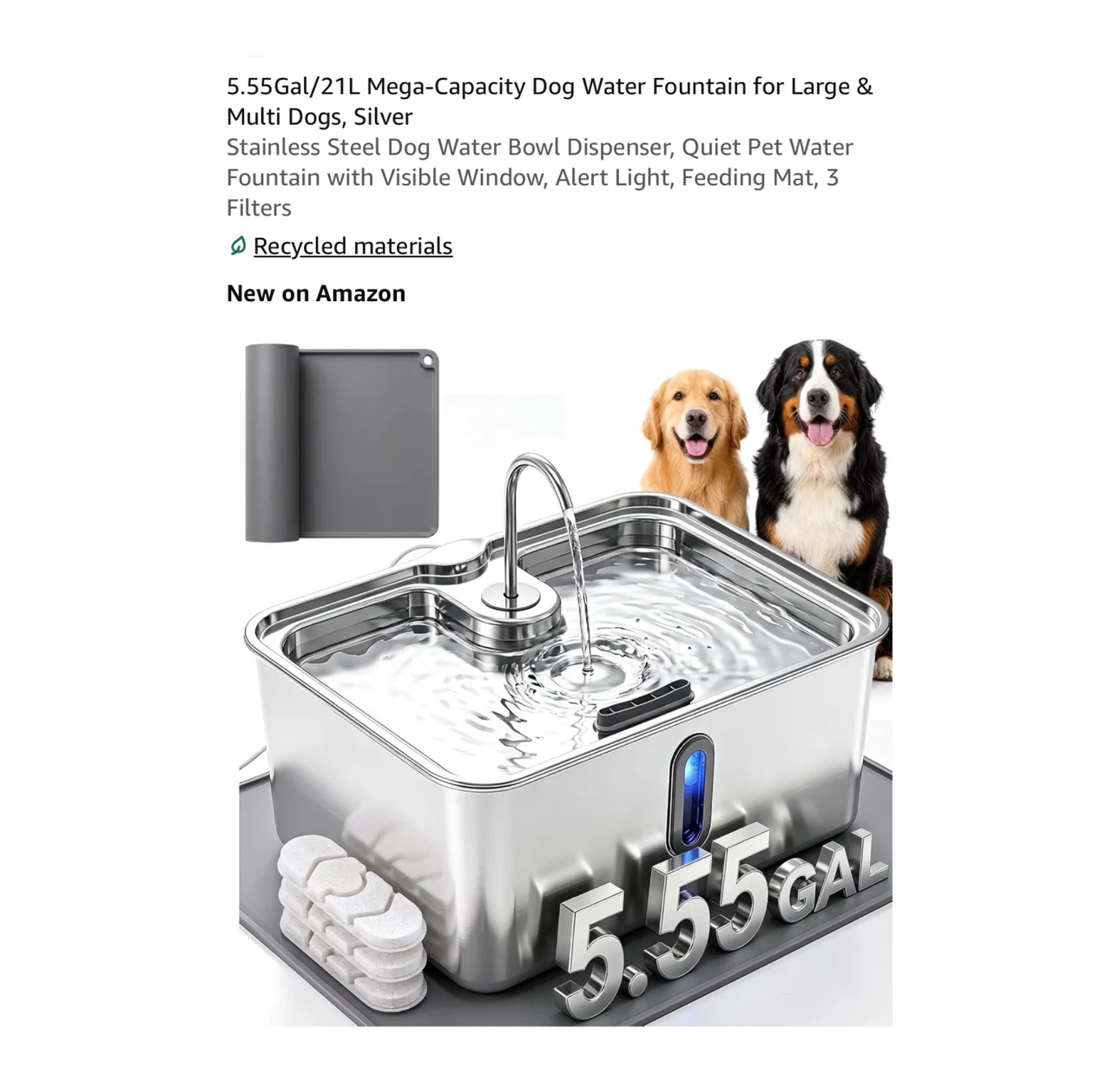 Brand new 5.55Gal/21L Mega-Capacity Dog Water Fountain