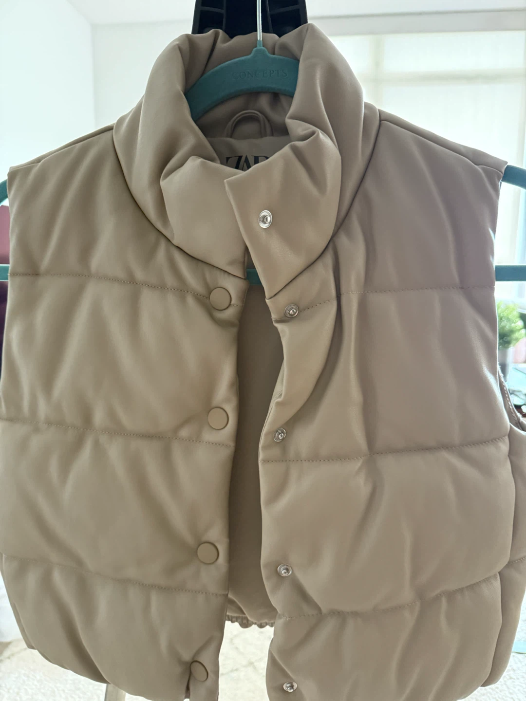 Zara Faux Leather Puffer Vest