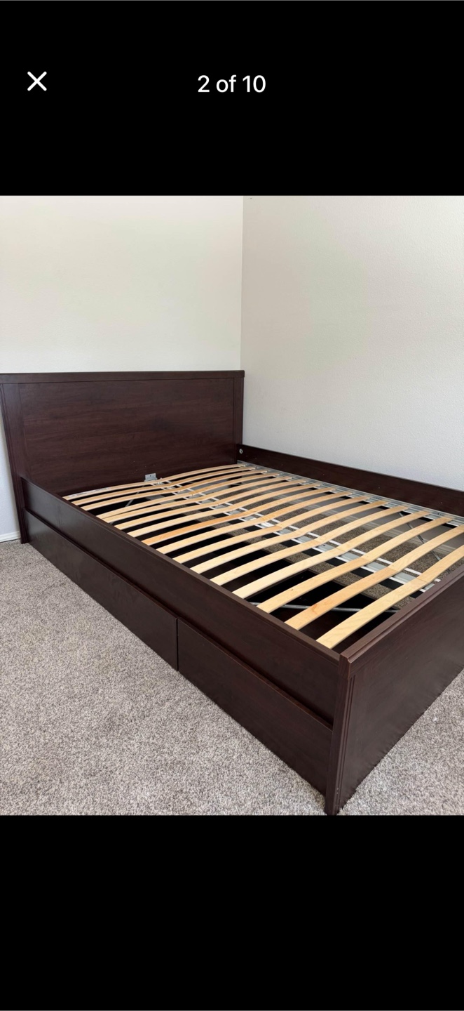Dark Brown Queen Storage Bed Frame - photo 2