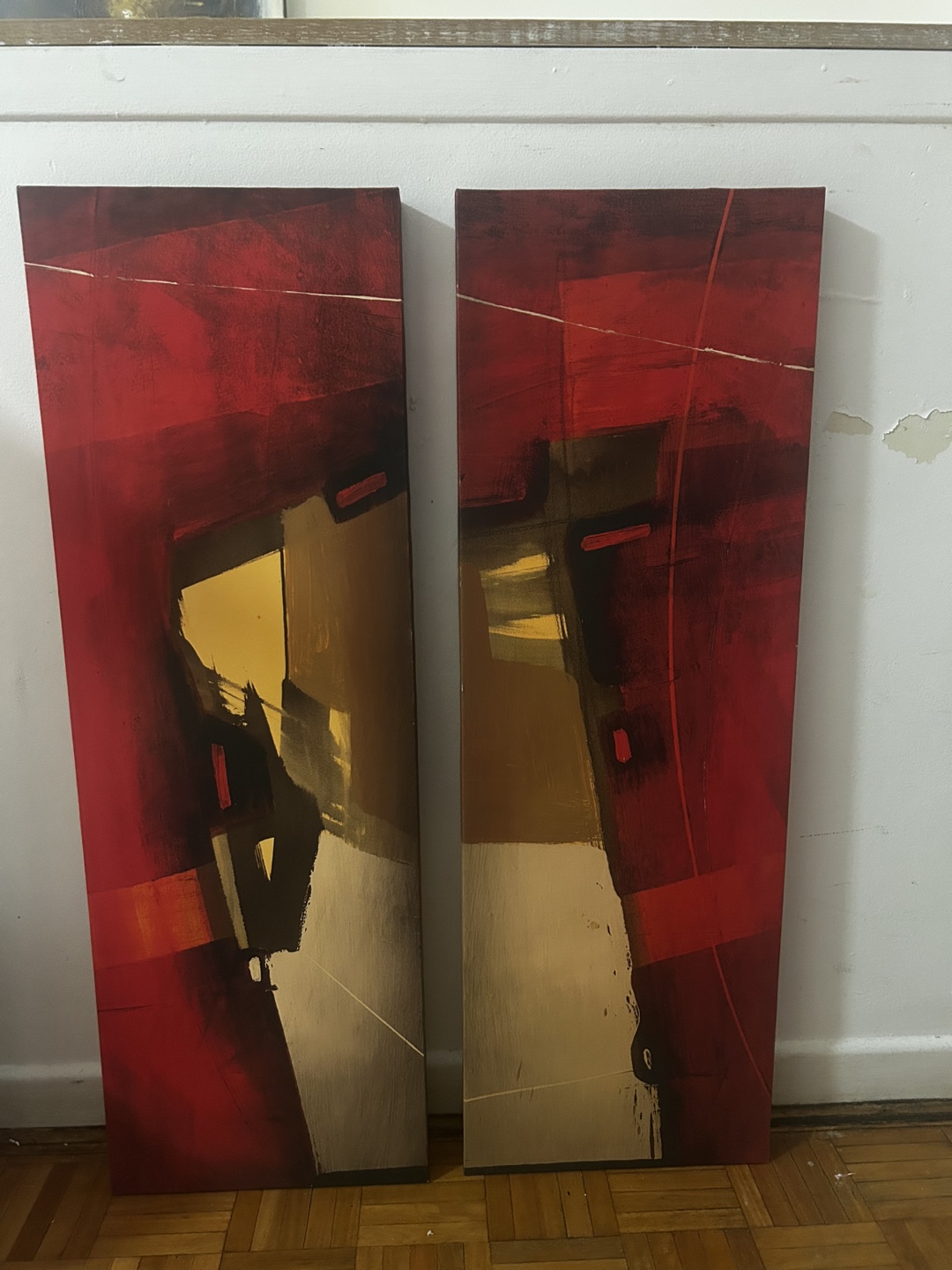 Set of two modern abstract canvas wall art pieces - photo 3