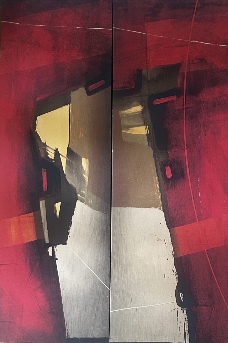 Set of two modern abstract canvas wall art pieces - photo 2