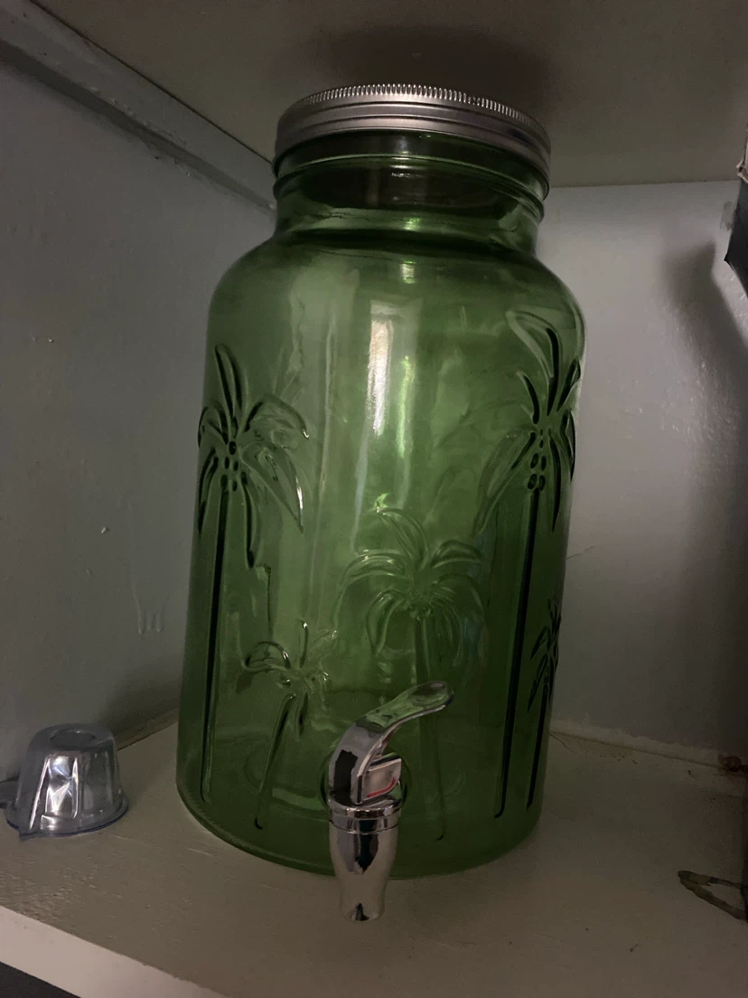 Green Glass Beverage Dispenser
