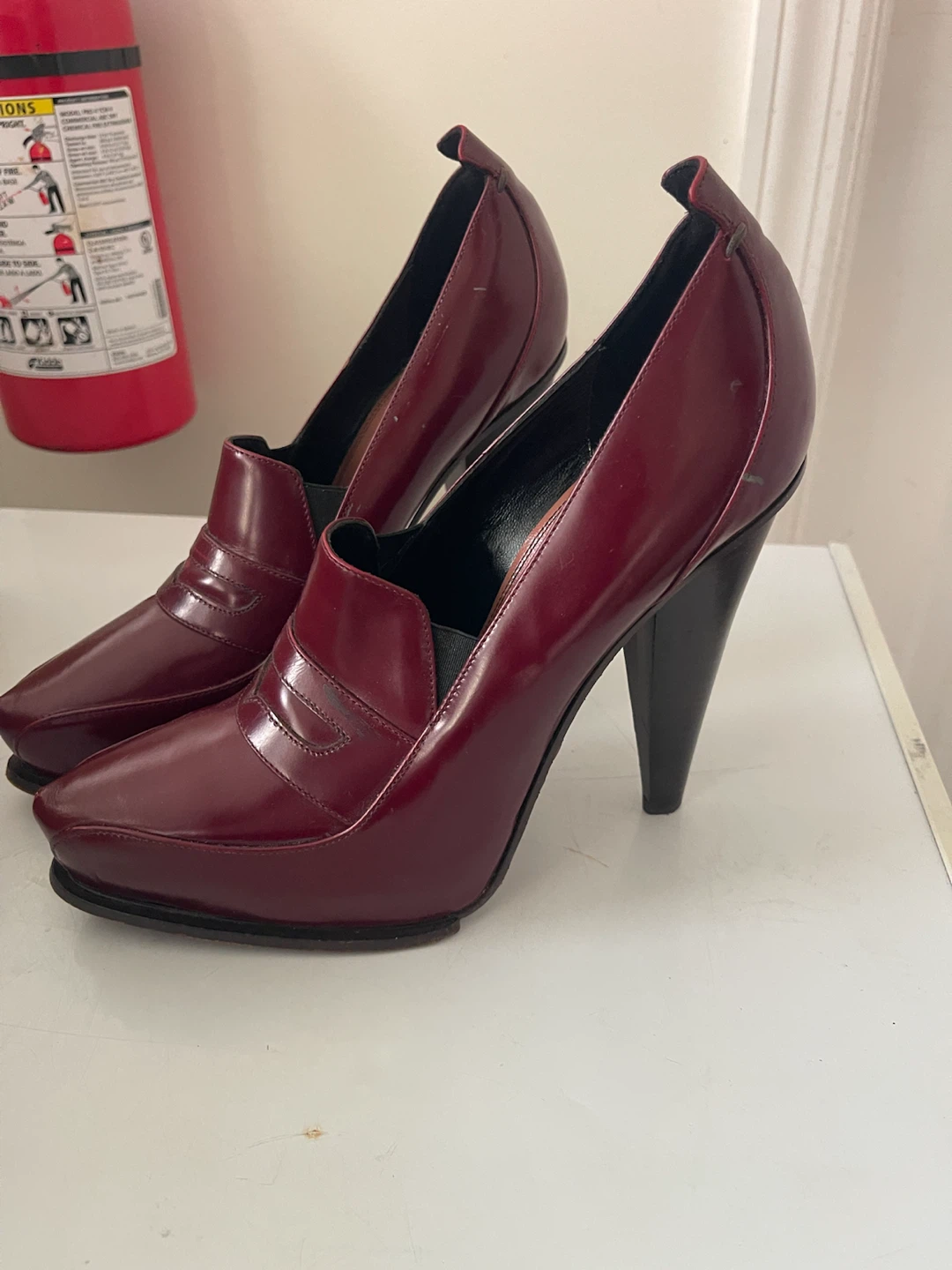 Derek Lam Burgundy Patent Leather Heels - photo 2