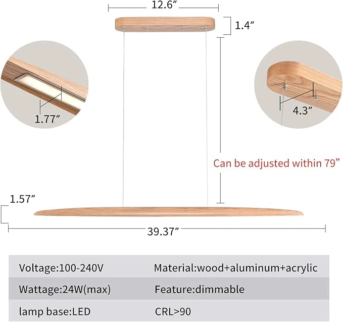 YISDESIGN Wood LED Linear Pendant Light - photo 2