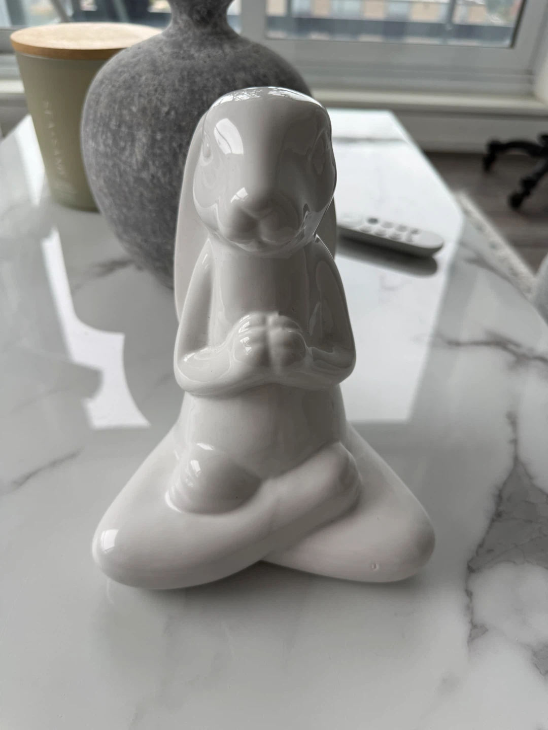 Ceramic Meditating Yoga Bunny Figurine - photo 2