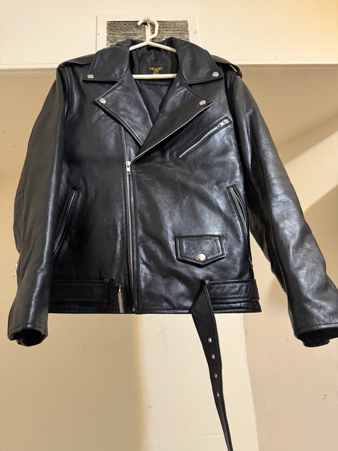 Black Leather Motorcycle Jacket - photo 2