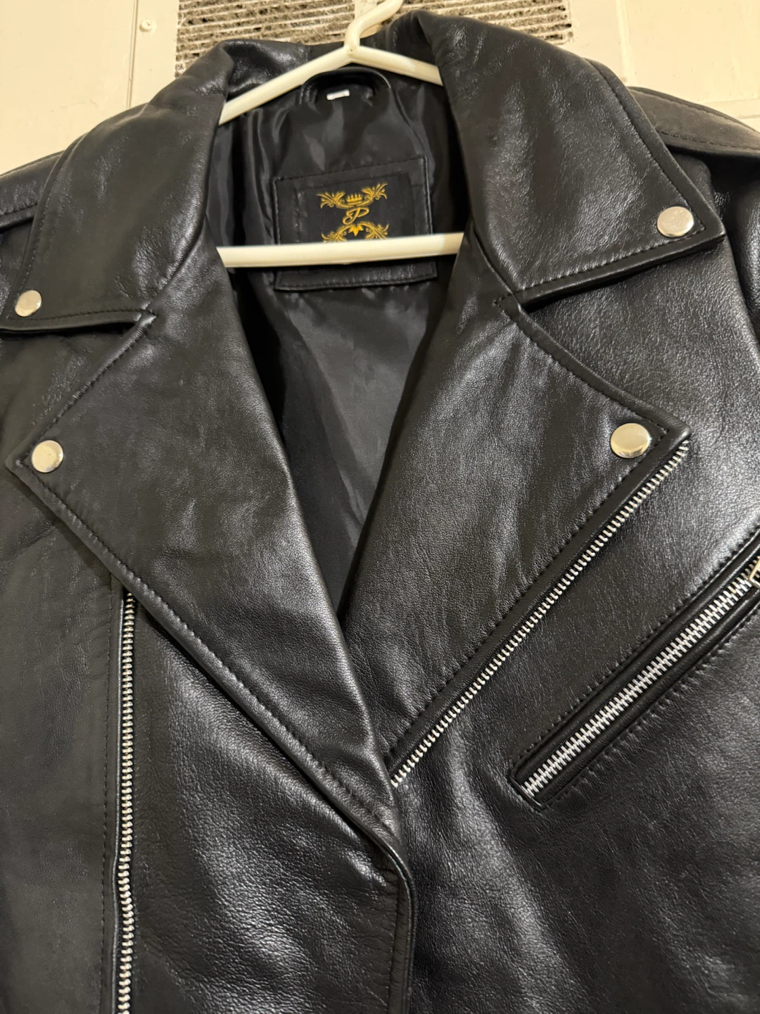 Black Leather Motorcycle Jacket - photo 3