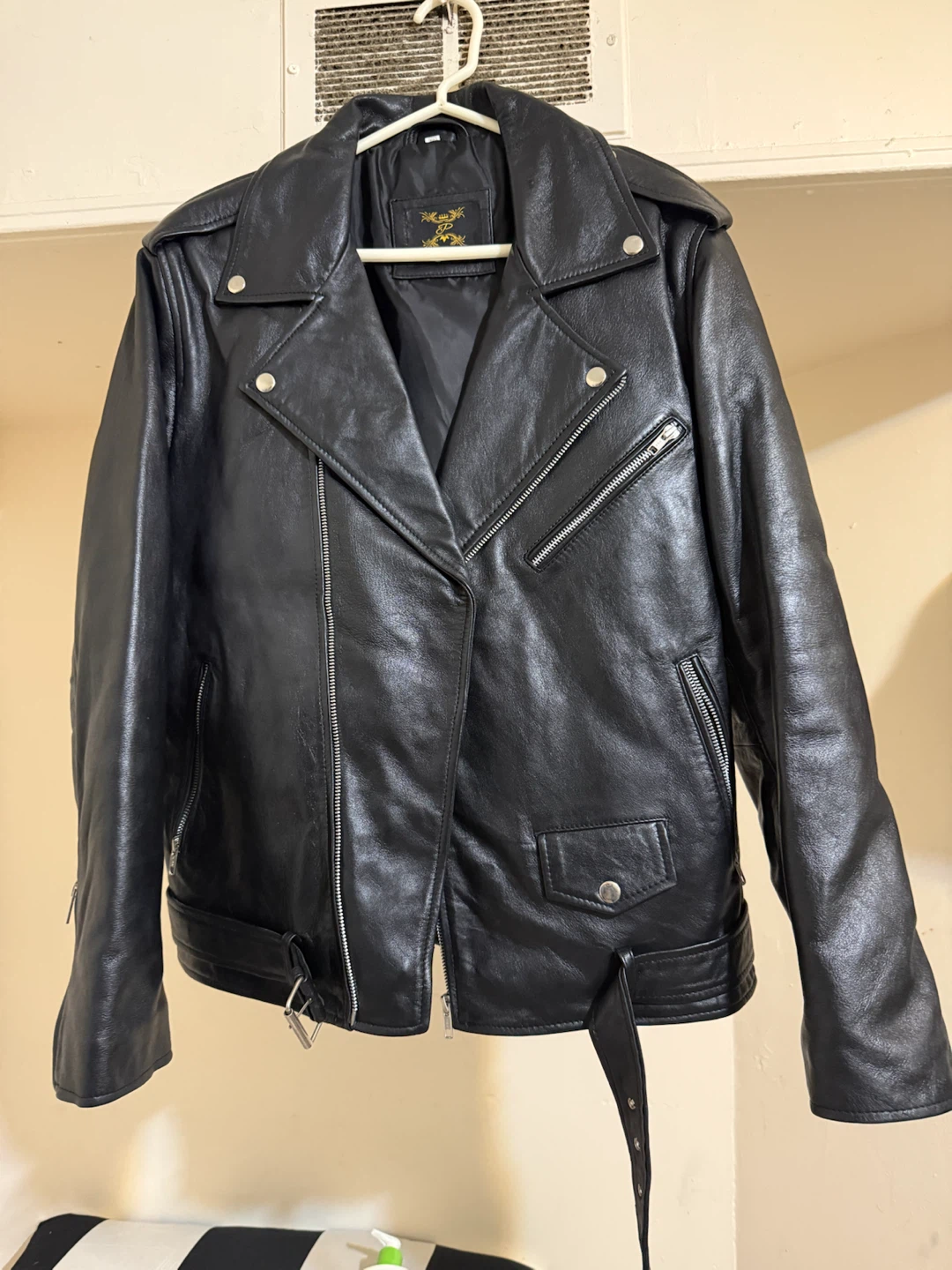 Black Leather Motorcycle Jacket - photo 4