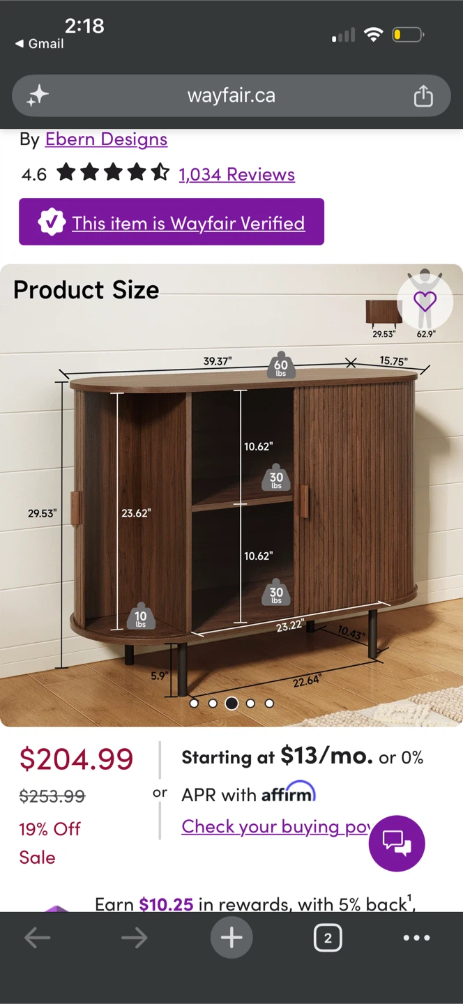 Ebern Designs Jamyia Wood cabinet - photo 2