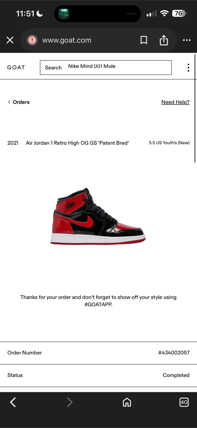 Air Jordan 1 Retro High OG GS Patent Bred
