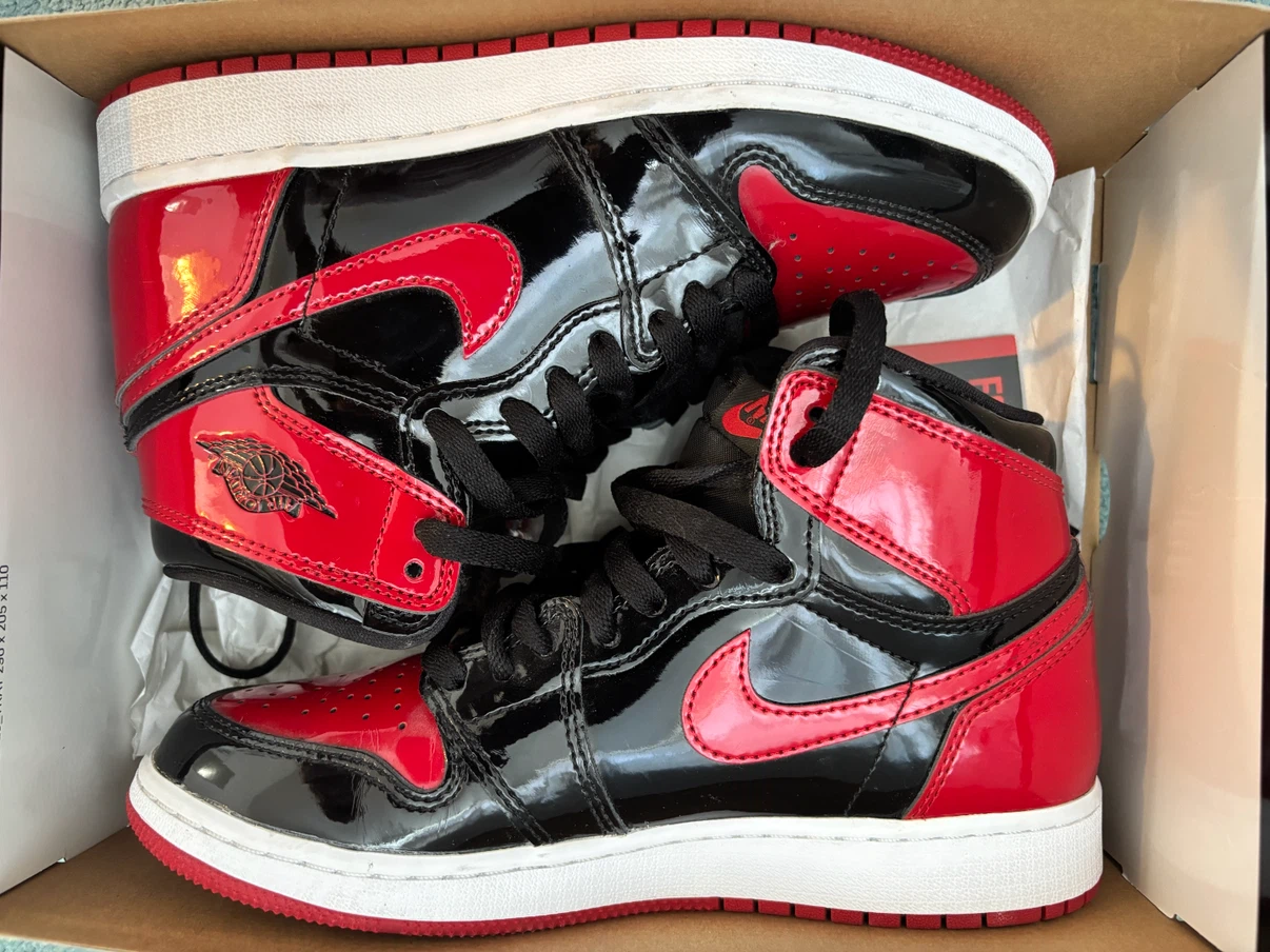 Air Jordan 1 Retro High OG GS Patent Bred - photo 2