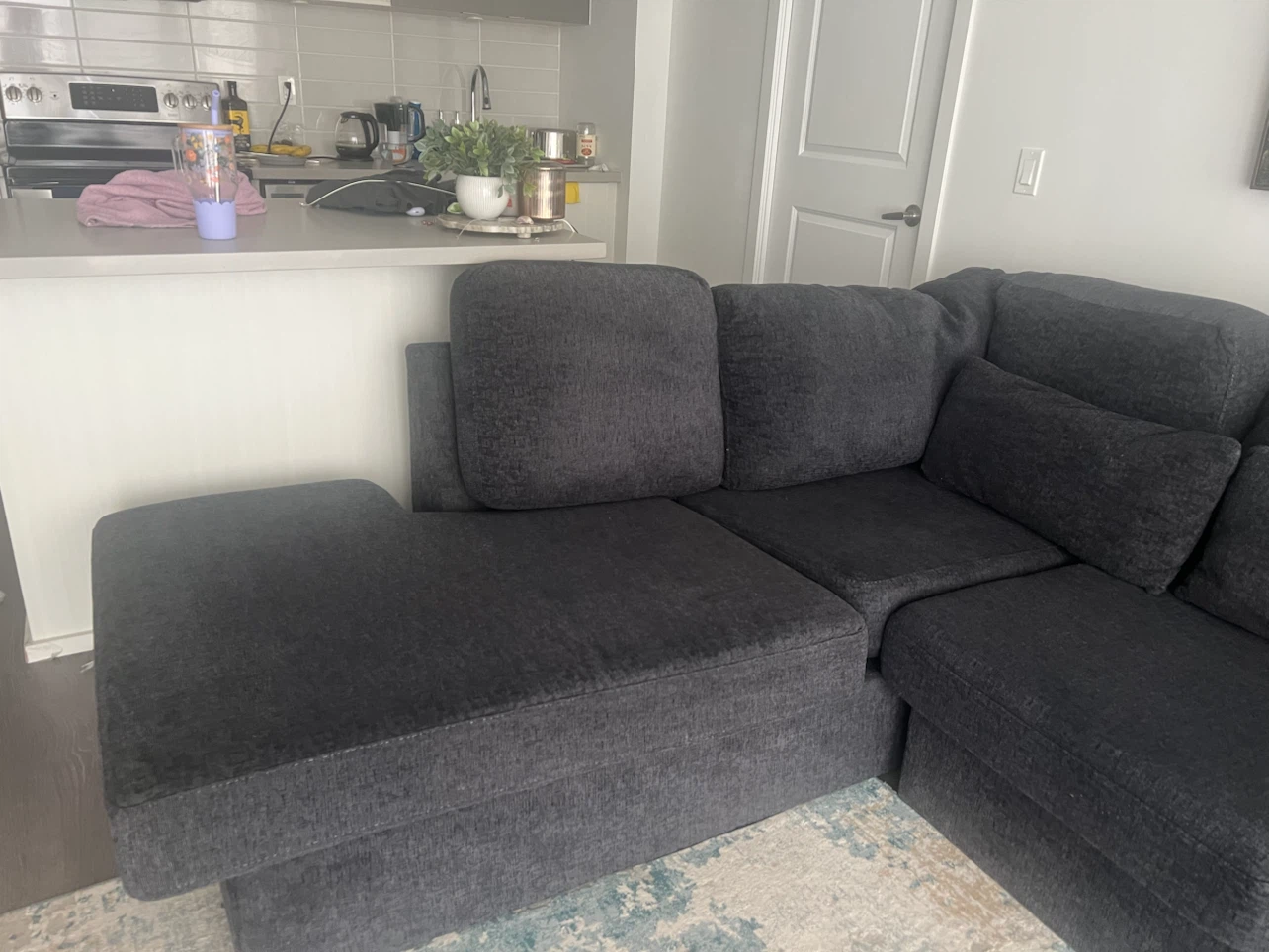 Dark Grey Sectional Sofa with Chaise
