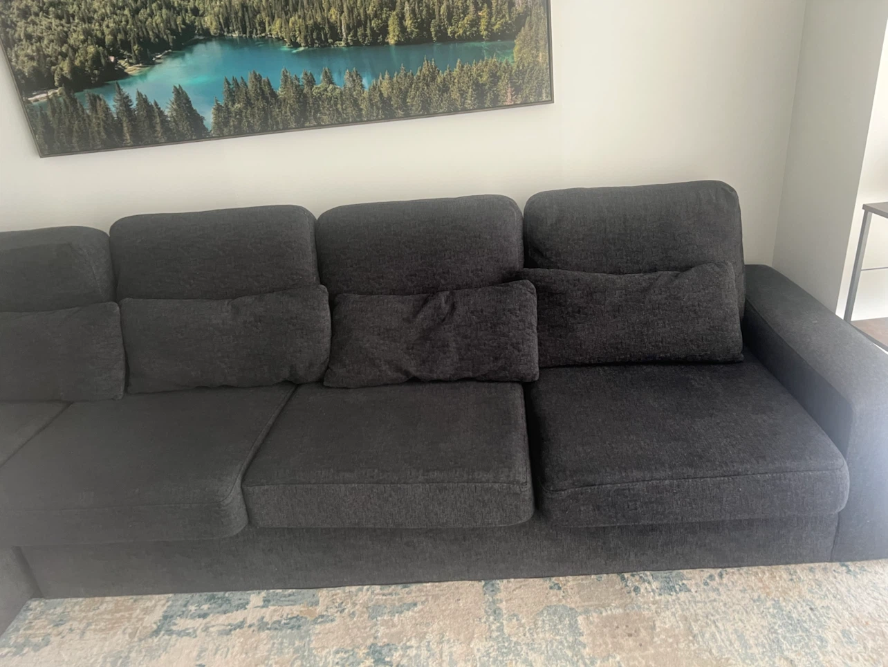 Dark Grey Sectional Sofa with Chaise - photo 2