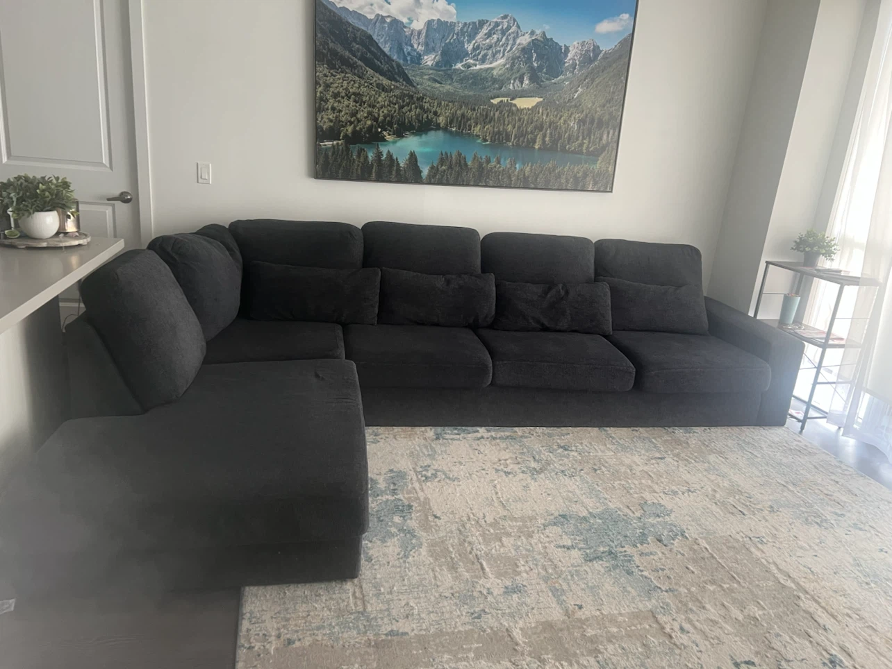 Dark Grey Sectional Sofa with Chaise - photo 3