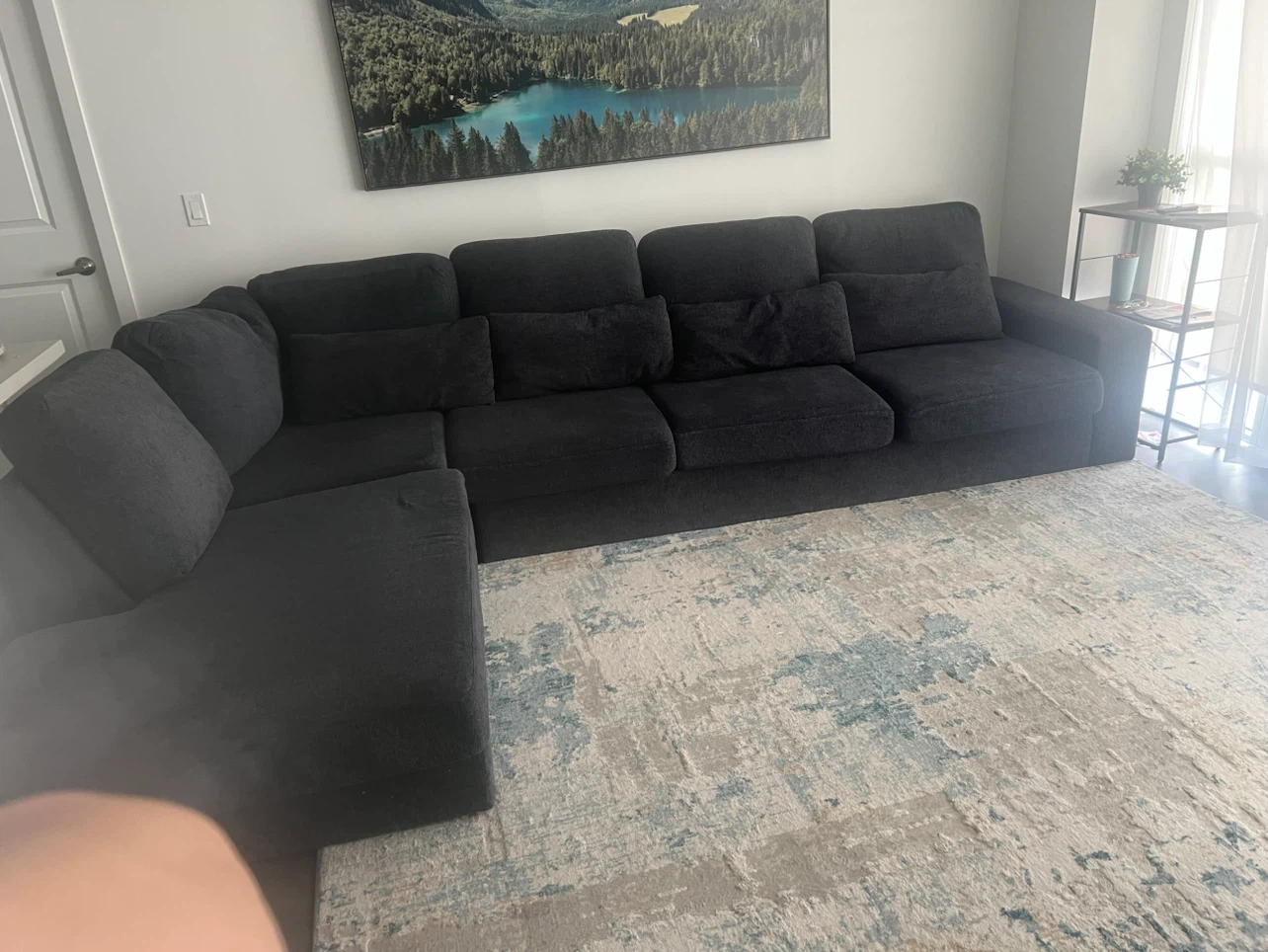 Dark Grey Sectional Sofa with Chaise - photo 4