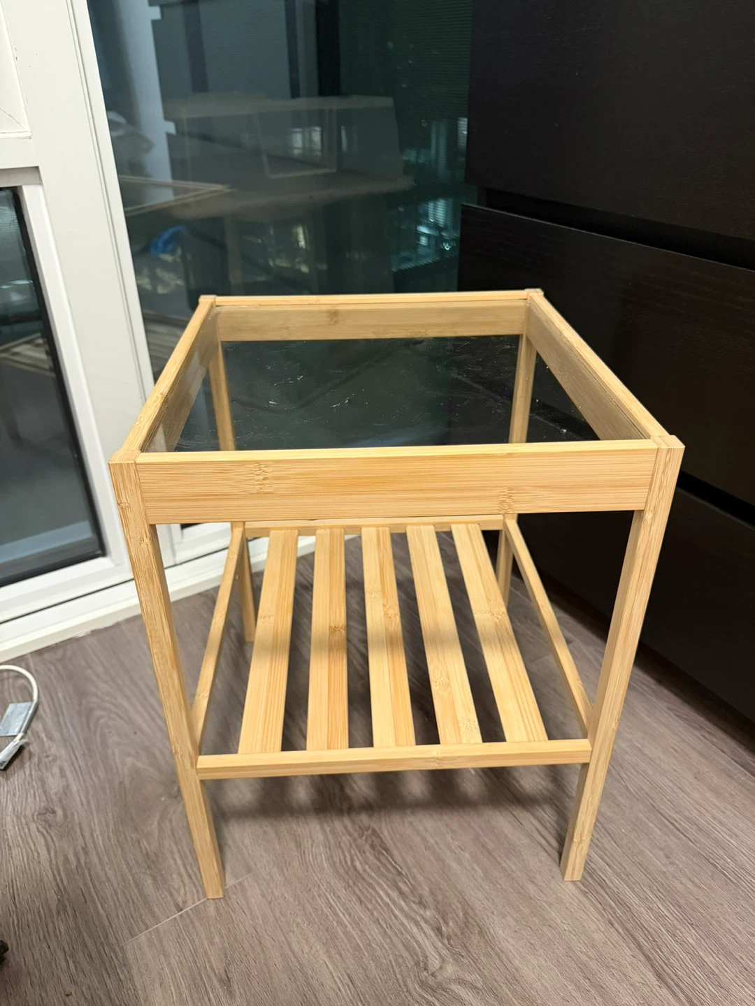 Bamboo and Glass Side Table