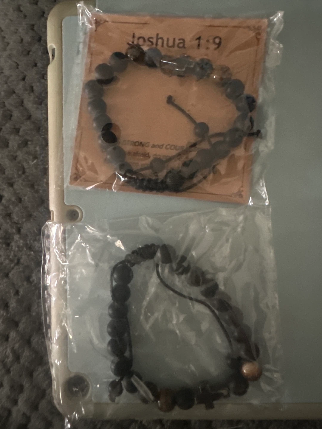 Set of 2 Joshua 1:9 Cross Bead Bracelets - photo 2