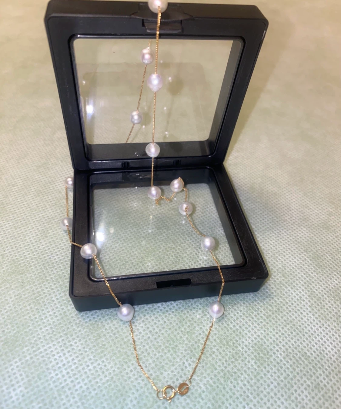 Au750 Gold Pearl Station Necklace