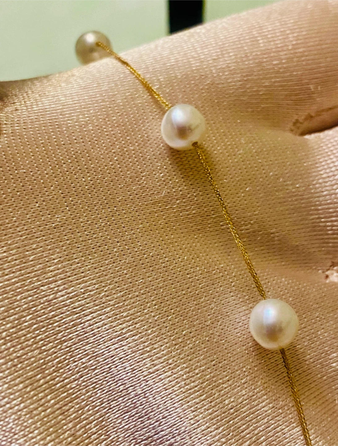 Au750 Gold Pearl Station Necklace - photo 3