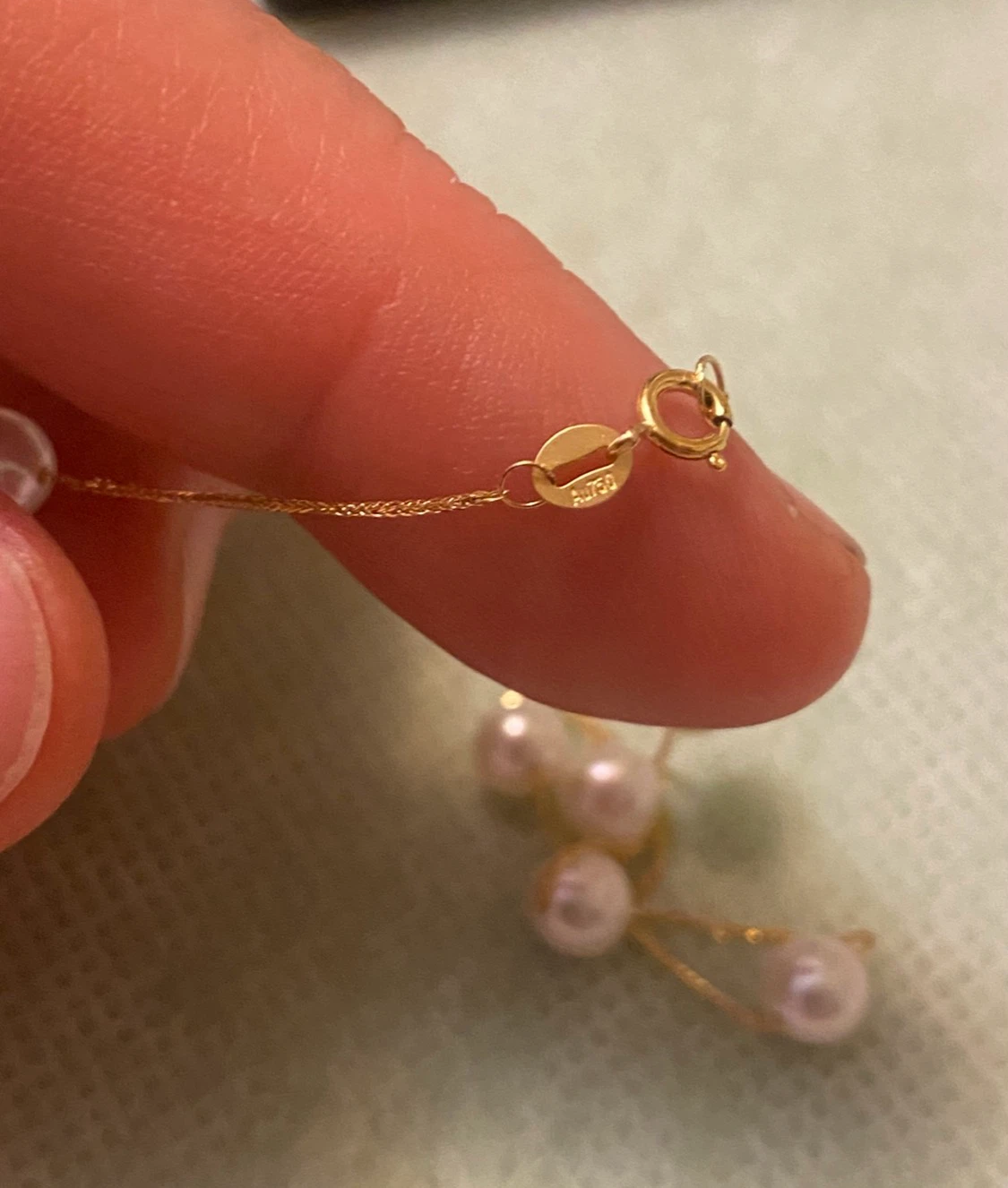 Au750 Gold Pearl Station Necklace - photo 5