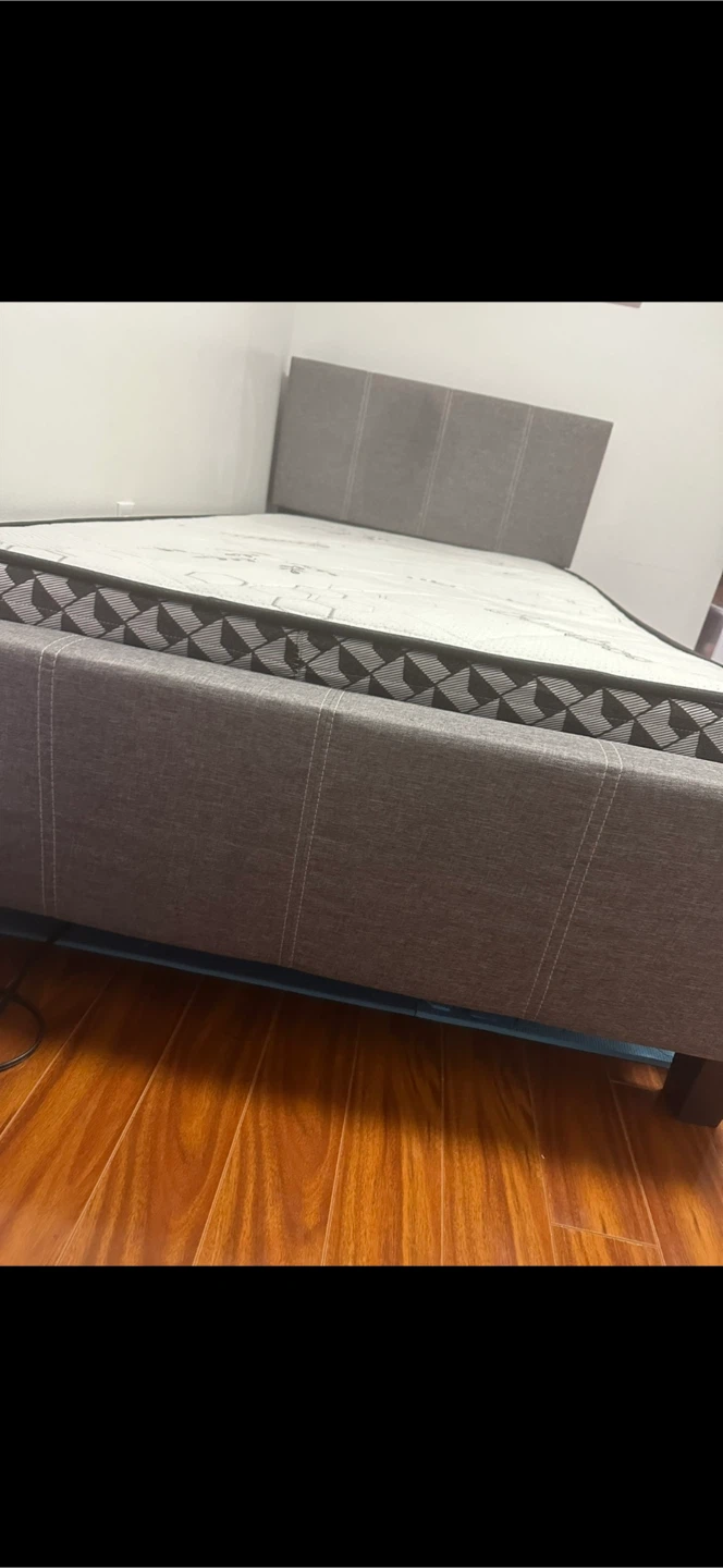 Single Bamboo Mattress with Upholstered Bed Frame