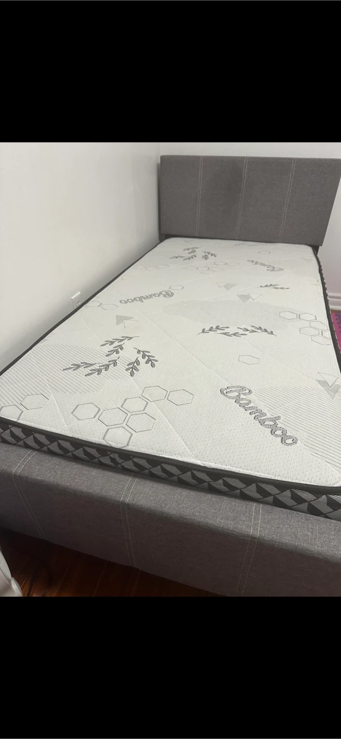 Single Bamboo Mattress with Upholstered Bed Frame - photo 2