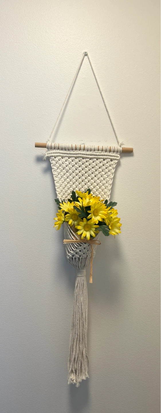 Macrame Wall Hanging with Artificial Flowers