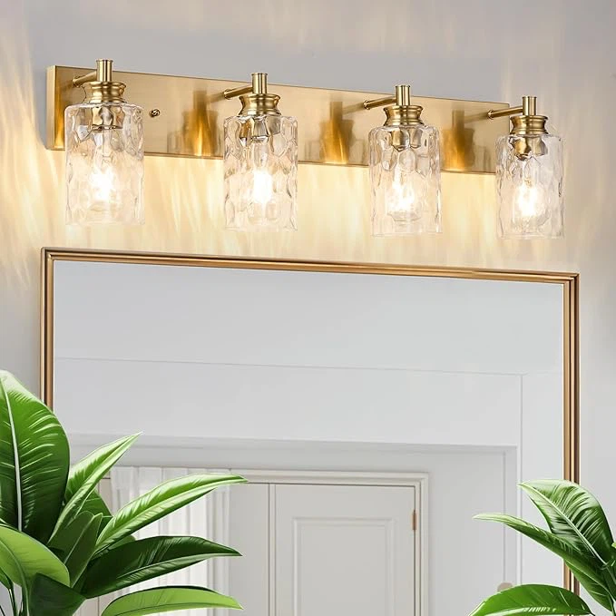 4 Light Bathroom Vanity Light Modern Brushed Gold