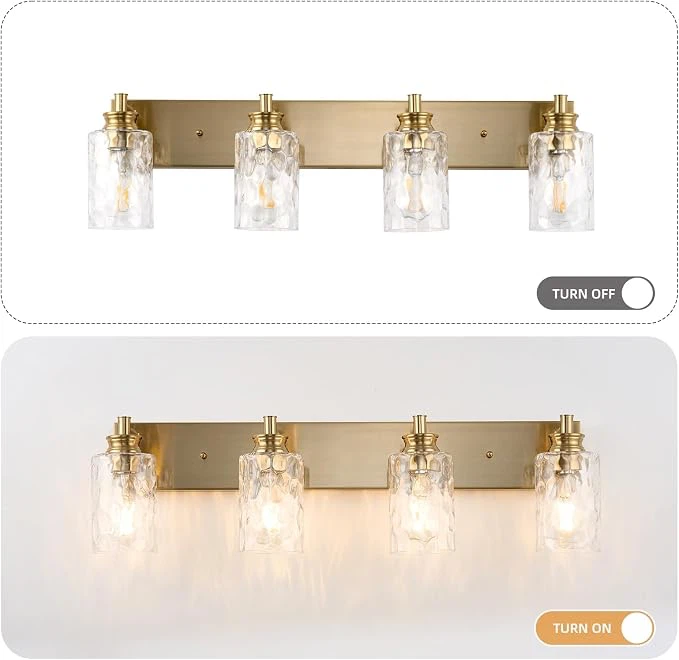 4 Light Bathroom Vanity Light Modern Brushed Gold - photo 3