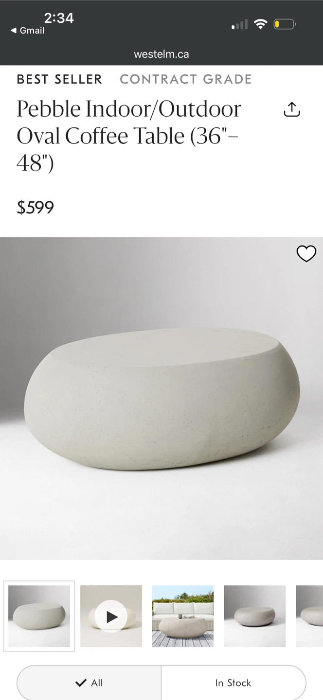 West Elm Pebble Indoor/Outdoor Oval Coffee Table - photo 4
