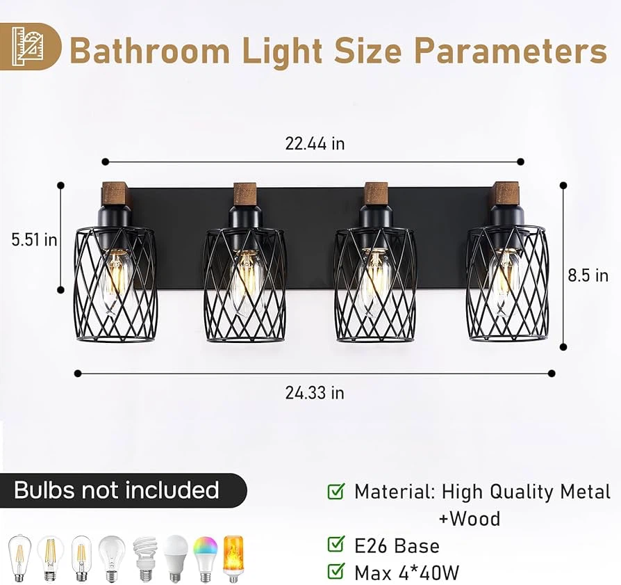 4-Light Farmhouse Bathroom Vanity Light - photo 2