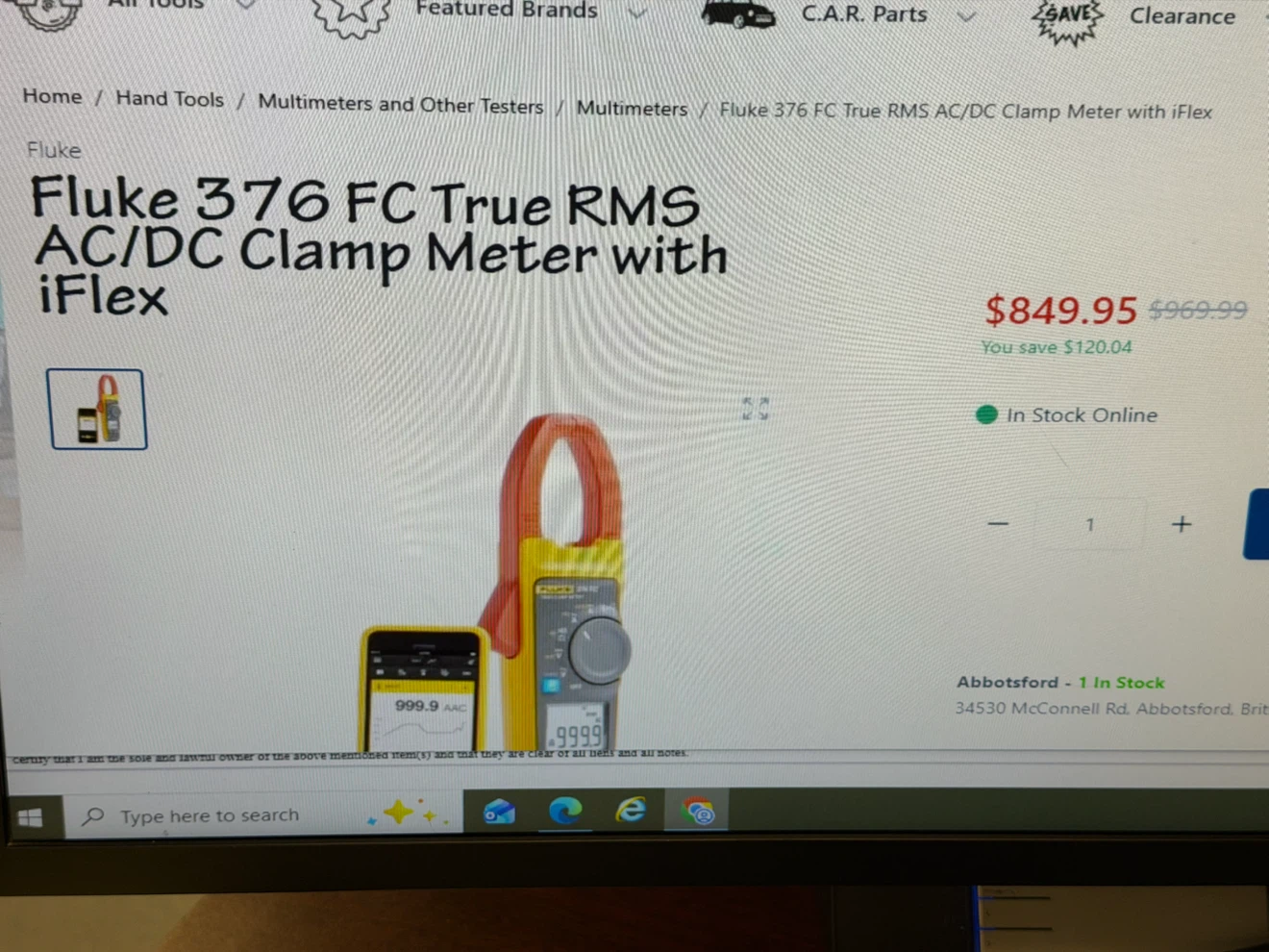 Fluke 376 True RMS Clamp Meter with iFlex