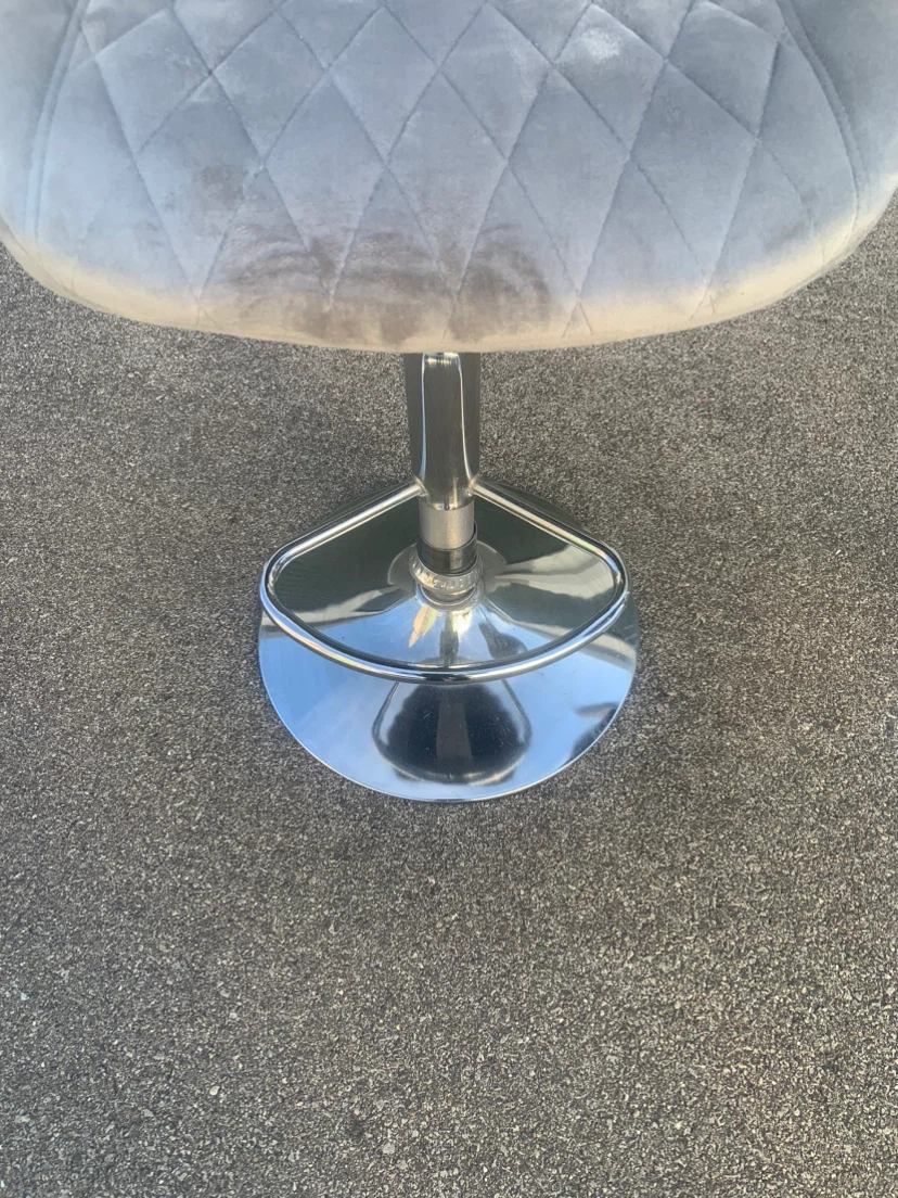 Set of Two Grey Velvet Bar Stools - photo 4