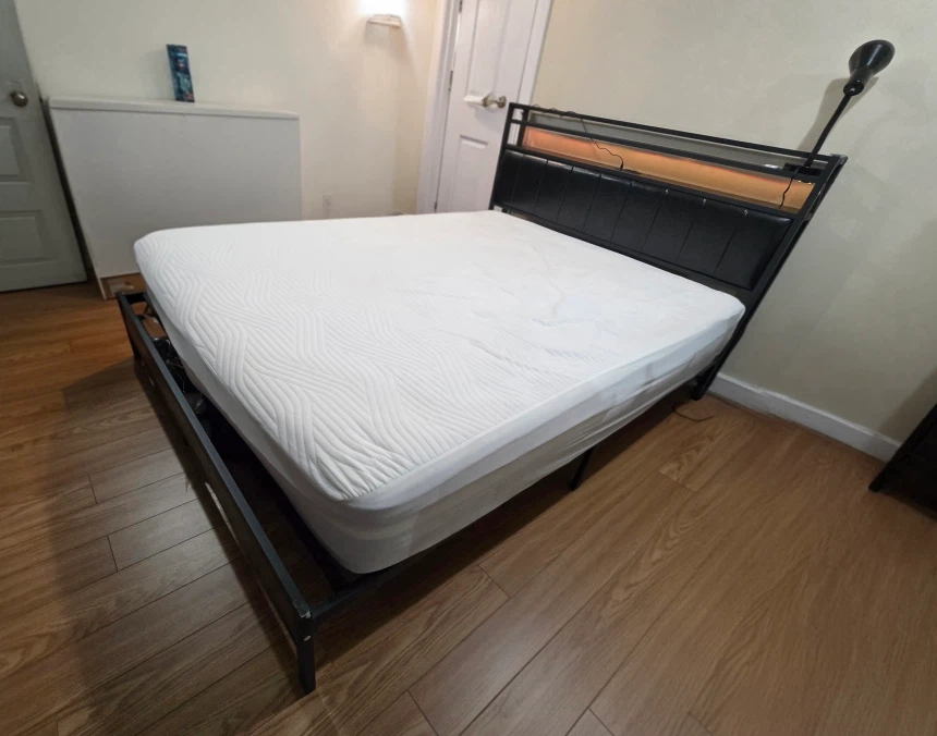 Queen Size LED Light Bed Frame + Mattress – $200