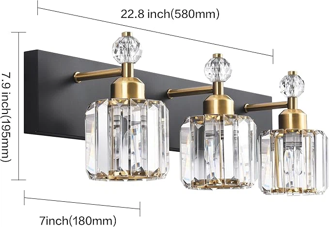 PRZSDE 3-Light Crystal Vanity Fixture - photo 2