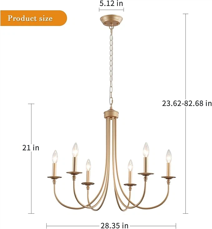 Modern Chandeliers for Dining Room,6-Lights Gold Farmhouse - photo 2