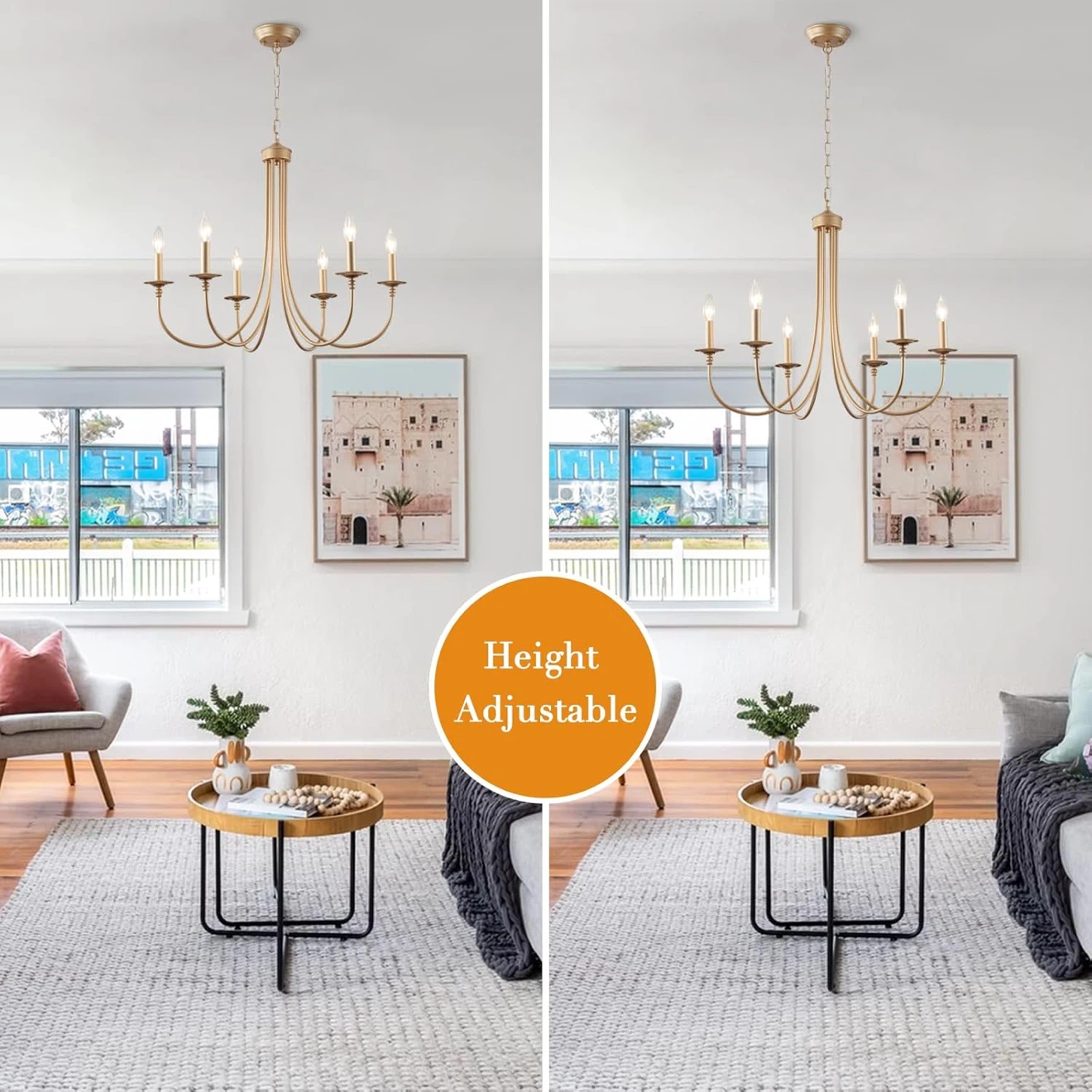 Modern Chandeliers for Dining Room,6-Lights Gold Farmhouse - photo 3