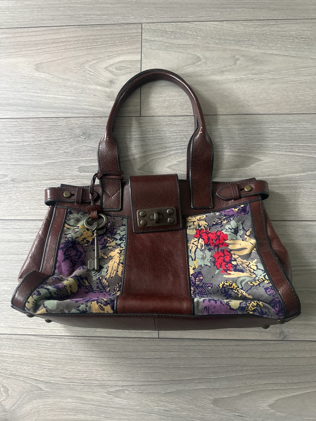Fossil Leather and Floral Handbag - photo 2