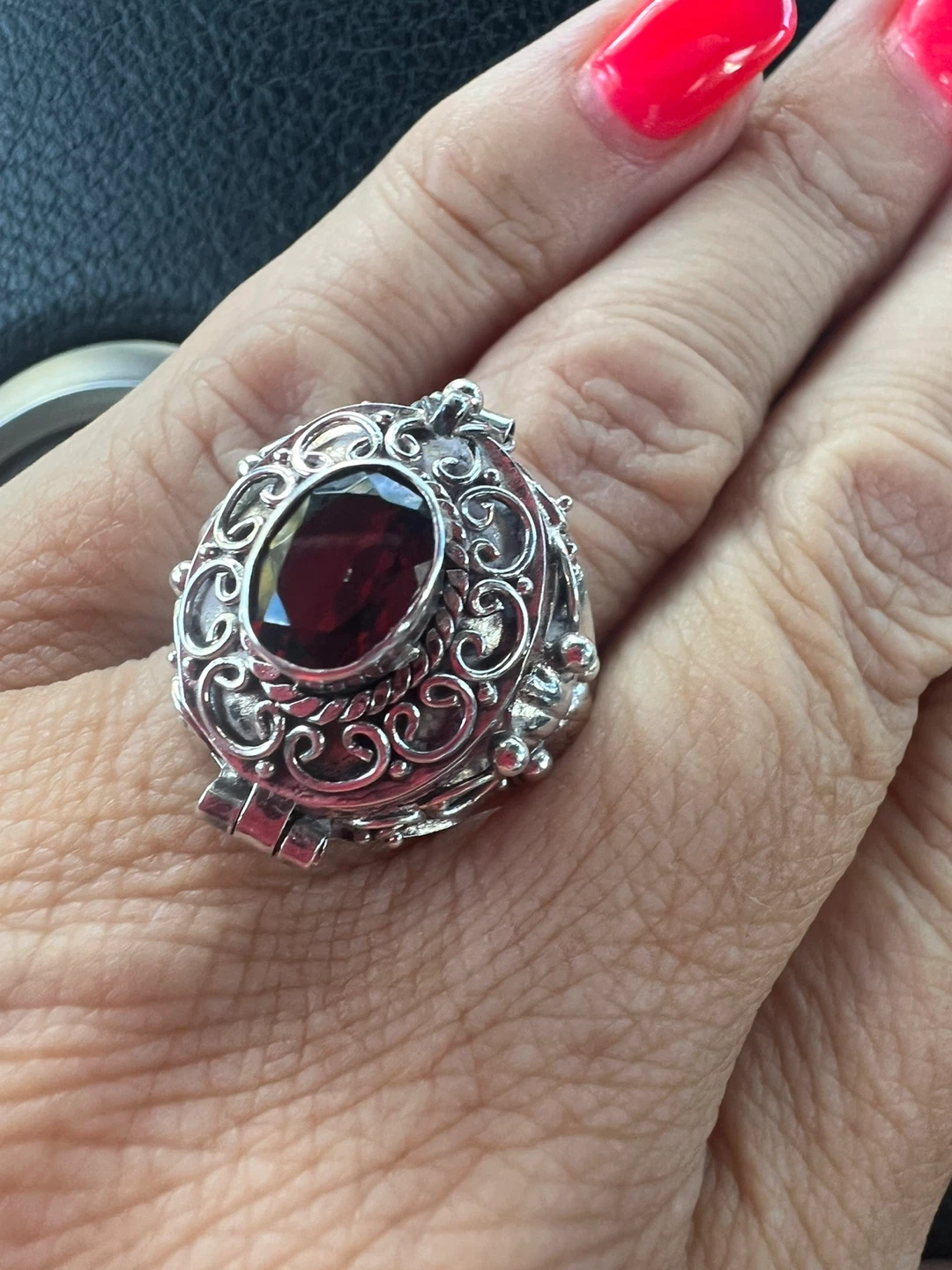 925 silver and Garnet Poison Ring - photo 2
