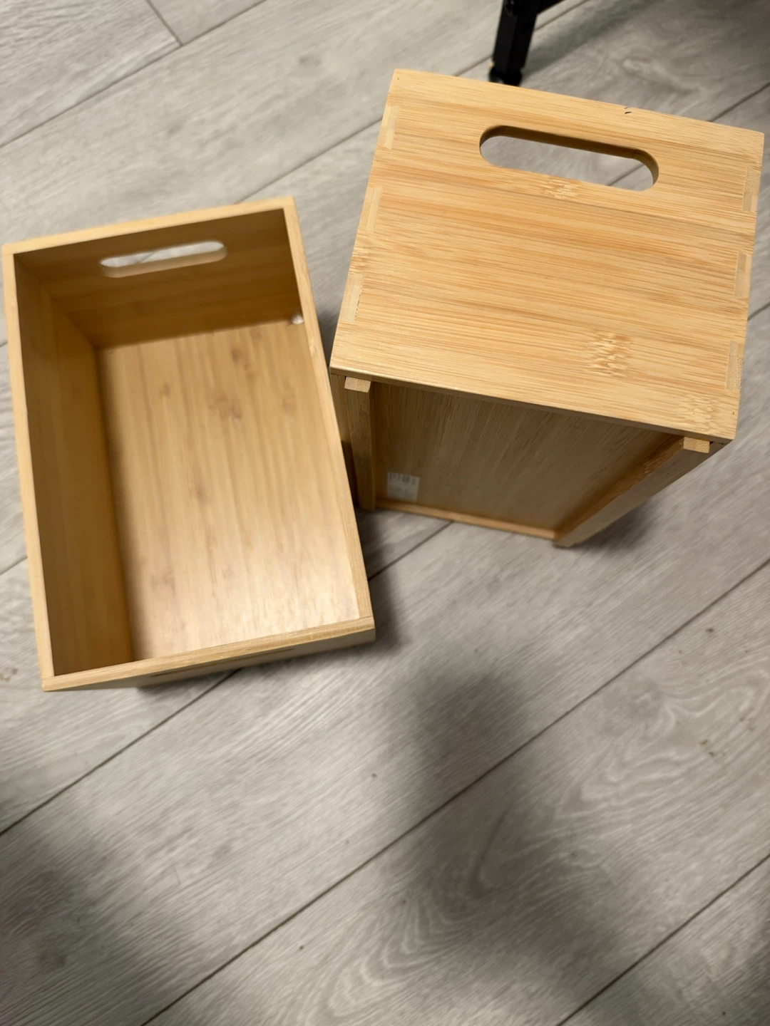 Set of Two Bamboo Storage Boxes