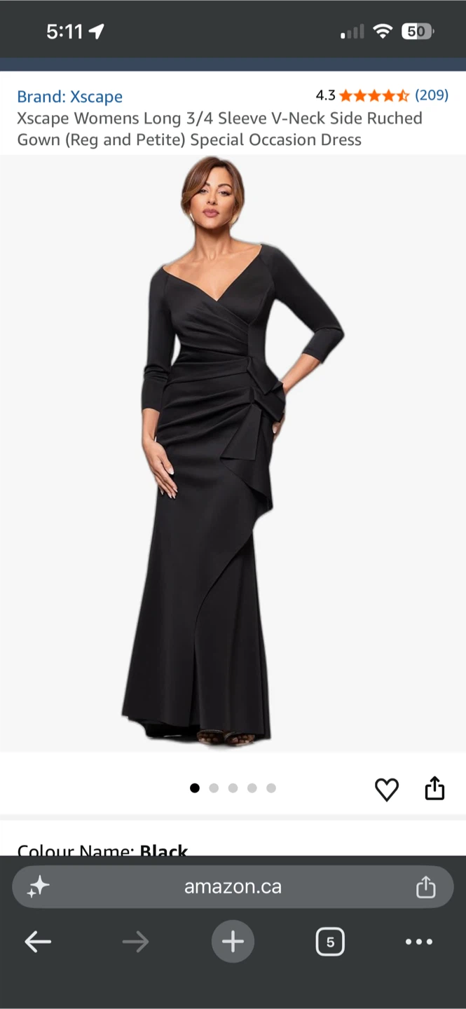 Xscape Black V-Neck Ruched Gown Size 12 - photo 3