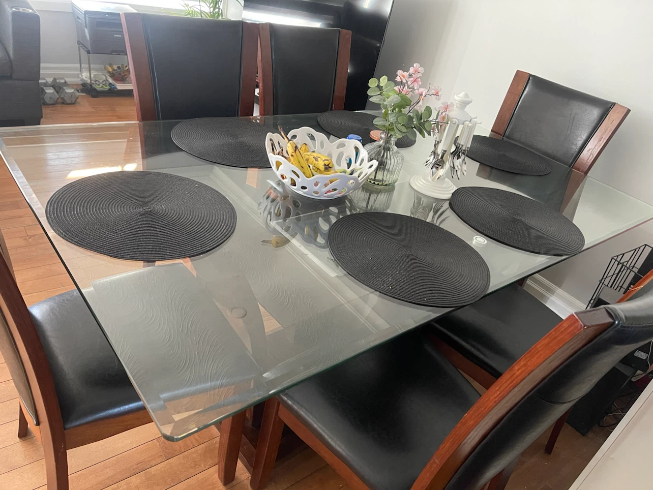 Modern 6-Chair Glass Dining Table Set
