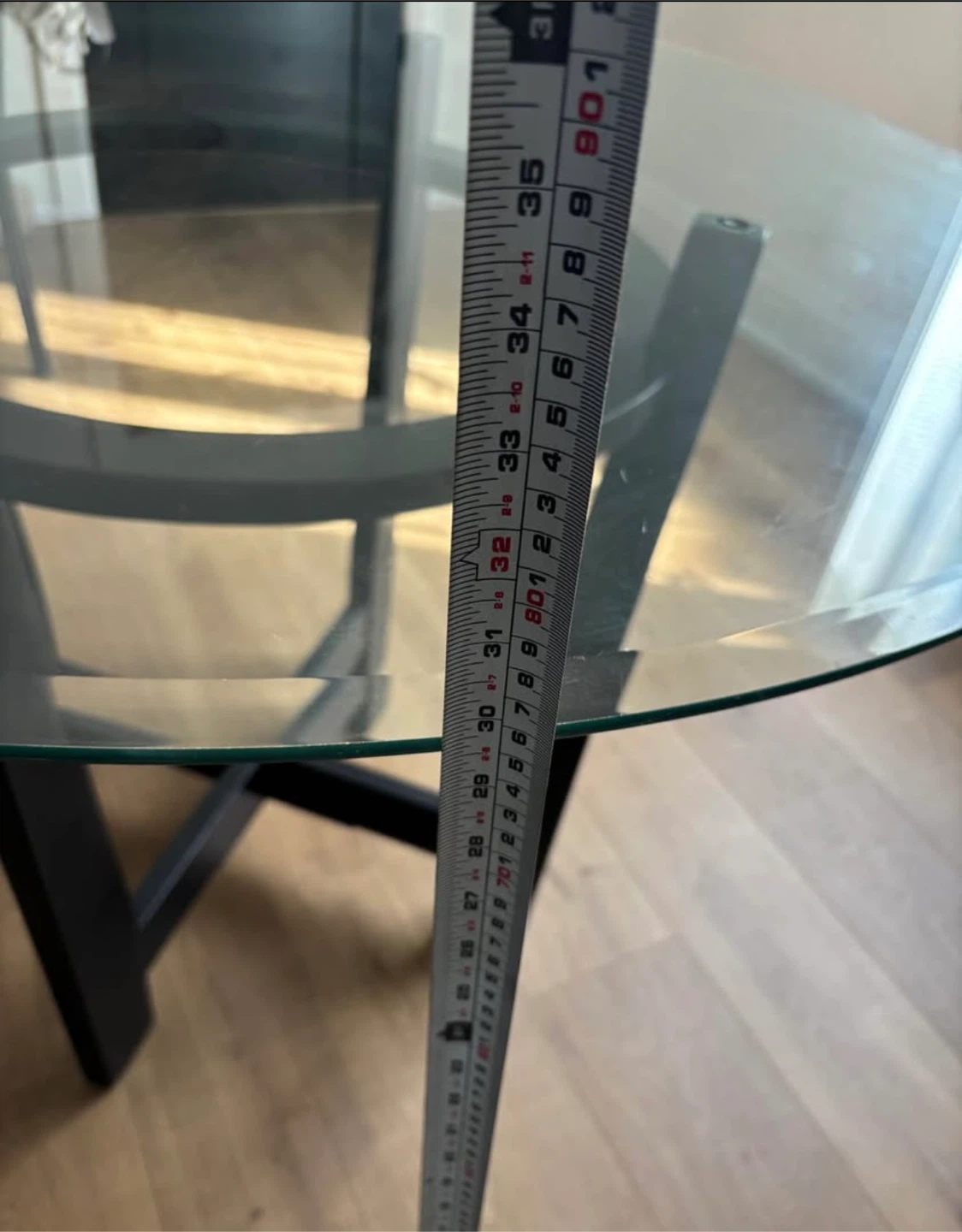 Round Glass Dining Table with Black Metal Base - photo 4