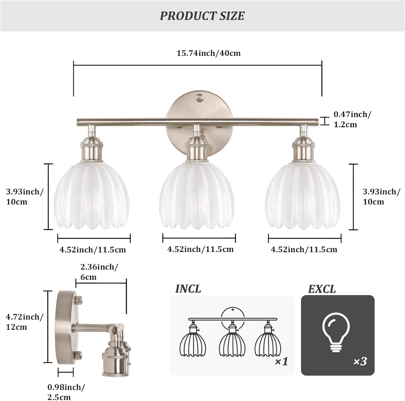 3-Light Bathroom Vanity Fixture - photo 2