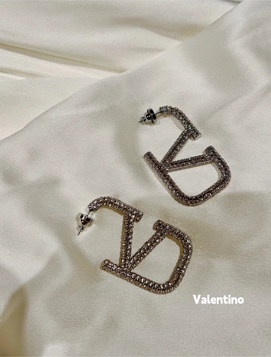 Authentic Valentino VLogo Signature Crystal Earrings